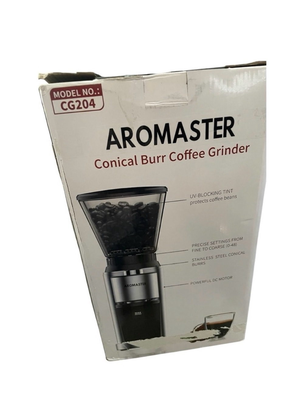 Aromaster Conical Burr Coffee Grinder in Black